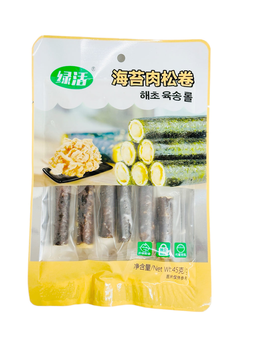 LV Seaweed Dried Meat Floss Rolls 45g 绿活-海苔肉松卷